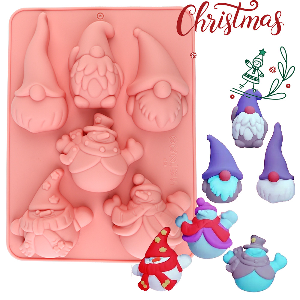 Candle Making Factory - 6-Cavity Christmas Gnome Cake Chocolate Silicone