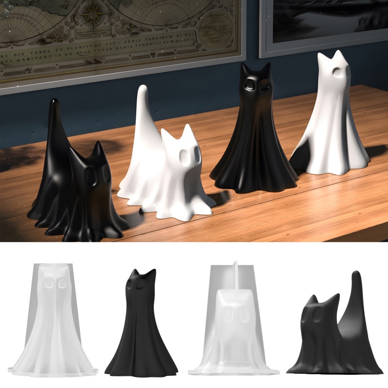 Ghost Cat Halloween Desktop Or - огляд і ціна Candle Making Diy