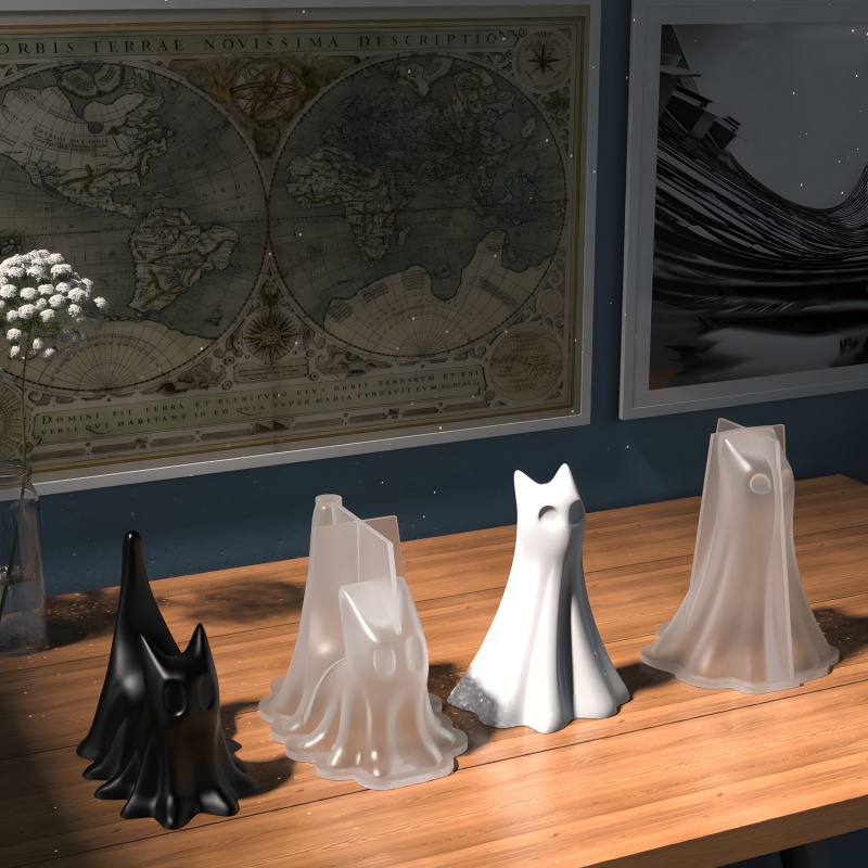 Ghost Cat Halloween Desktop Or - огляд і ціна Candle Making Diy