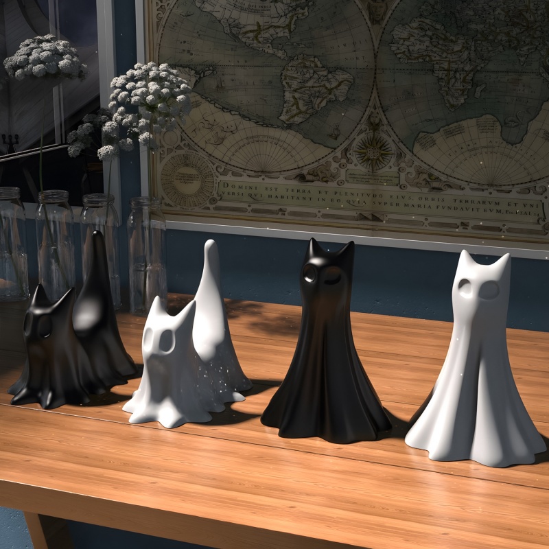 Ghost Cat Halloween Desktop Or - огляд і ціна Candle Making Diy